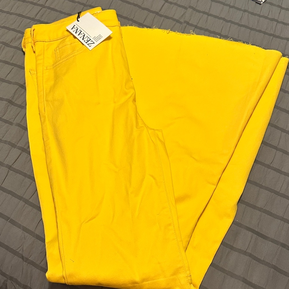 Zenana Vibrant Yellow flare leg / bell bottom pants